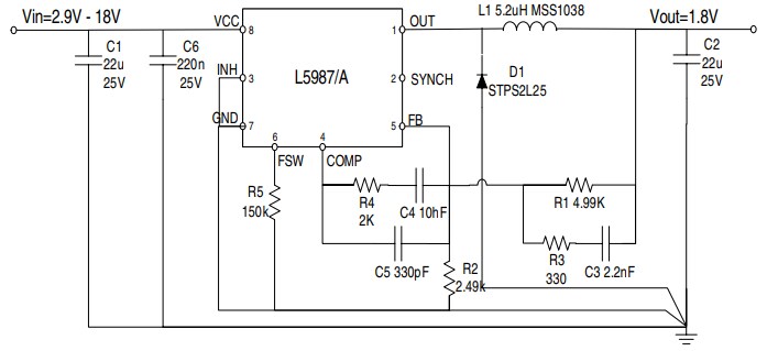 Application Circuit Diagram - STMicroelectronics EVAL5987/A Demonstration Boards